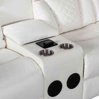 Brown/White Manuel Reclining Sectional, Bluetooth Speaker. Smart Phone Charging Pad, LED lights / PRE-ORDER