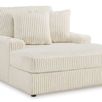 Oversized Ivory Chaise Lounge w/USB Ports, Cup Holders & Reversible Back-Seat Cushions