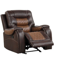OVERSIZED 2-Tone Brown 3PC Reclining Set - ( Sofa w/ Drop Down Table with Cupholders & Power Box - Loveseat with Storage Console - Chair with Glider)