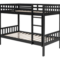 Twin/Twin Solid Wood Bunk Bed in Black/Gray/White
