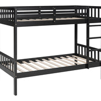 Twin/Twin Solid Wood Bunk Bed in Black/Gray/White