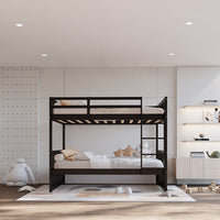 Twin/Twin Solid Wood Bunk Bed in Black/Gray/White