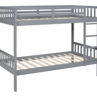 Twin/Twin Solid Wood Bunk Bed in Black/Gray/White