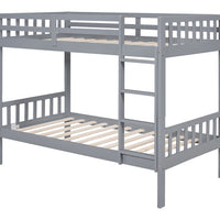 Twin/Twin Solid Wood Bunk Bed in Black/Gray/White