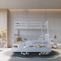 BB22 Twin/Full Black/White Bunk Bed w/Twin Trundle