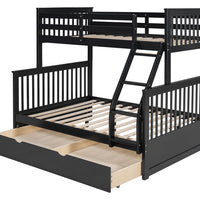 BB22 Twin/Full Black/White Bunk Bed w/Twin Trundle