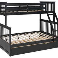 BB22 Twin/Full Black/White Bunk Bed w/Twin Trundle