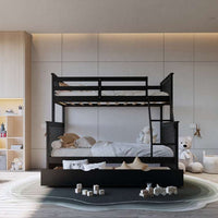 BB22 Twin/Full Black/White Bunk Bed w/Twin Trundle