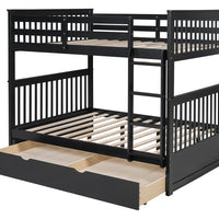 314 White/Black/Gray Full Bunk Bed w/ Trundle – Solid Wood & Full Slats (PRE-ORDER)