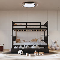 314 White/Black/Gray Full Bunk Bed w/ Trundle – Solid Wood & Full Slats (PRE-ORDER)