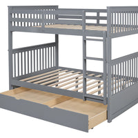 314 White/Black/Gray Full Bunk Bed w/ Trundle – Solid Wood & Full Slats (PRE-ORDER)