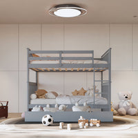 314 White/Black/Gray Full Bunk Bed w/ Trundle – Solid Wood & Full Slats (PRE-ORDER)