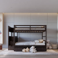 315 Staircase Storage Bunk Bed w/ Trundle – Full over Full & Solid Wood (PRE-ORDER)