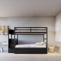 315 Staircase Storage Bunk Bed w/ Trundle – Full over Full & Solid Wood (PRE-ORDER)