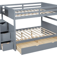 315 Staircase Storage Bunk Bed w/ Trundle – Full over Full & Solid Wood (PRE-ORDER)