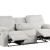 Bravo Black & Beige Reclining Living Room Set in Fabric, SOFA INCLUDES DROP DOWN W/CUPHOLDERS, LOVESEAT W/CUPHOLDERS & HIDDEN STORAGE / PRE-ORDER