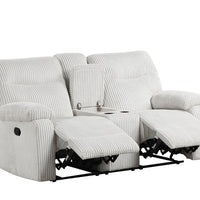 Bravo Black & Beige Reclining Living Room Set in Fabric, SOFA INCLUDES DROP DOWN W/CUPHOLDERS, LOVESEAT W/CUPHOLDERS & HIDDEN STORAGE / PRE-ORDER