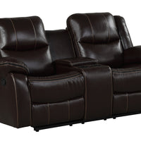 Carter Brown - 3PC Reclining Set, Leather Gel Black(Reclining Sofa with Drop Down Table-Reclining Loveseat with Console-Reclining Glider Chair) / PRE-ORDER
