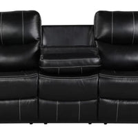 Carter Black - 3PC Reclining Set, Leather Gel Black(Sofa with Drop Down Table-Loveseat with Console-Reclining Glider Chair)