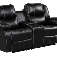 Carter Black - 3PC Reclining Set, Leather Gel Black(Sofa with Drop Down Table-Loveseat with Console-Reclining Glider Chair)
