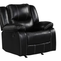 Carter Black - 3PC Reclining Set, Leather Gel Black(Sofa with Drop Down Table-Loveseat with Console-Reclining Glider Chair)
