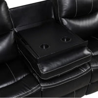 Carter Black - 3PC Reclining Set, Leather Gel Black(Sofa with Drop Down Table-Loveseat with Console-Reclining Glider Chair)