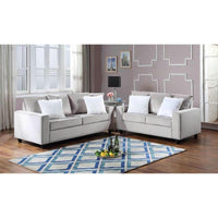 Cinderella 2PC(sofa and loveseat) Velvet Living Room Set, Silver
