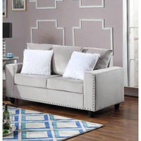 Cinderella 2PC(sofa and loveseat) Velvet Living Room Set, Silver