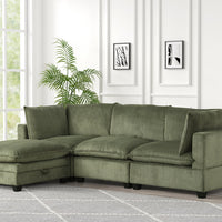 Cloud11 Modular Sectional Olive w/Storage Ottoman, Back Reversible, Removable seat cushions ** NEW ARRIVAL **
