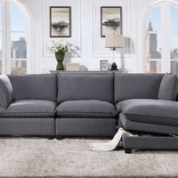 Cloud2 Charcoal/Gray Modular Sectional w/Storage Ottoman,Back Reversible, Removable seat cushions