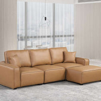 Columbia Saddle Leather Modular Sectional