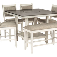 D2310 6PC Dining Room Set (Counter Height Table + 4 Chair + Bench)