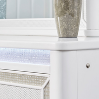 HH11-115 (5 Piece) White Lacquer Bedroom Set with LED Lighting & Rhinestone Details – Modern Glam Style