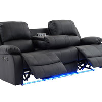 DAYTONA BLACK RECLINING SET - 2 PCS- SOFA & LOVESEAT, w/Built-in cup holders, storage compartments & led lights