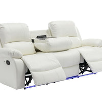 DAYTONA WHITE RECLINING SET - 3 PC. - SOFA, LOVESEAT & RECLINER w/Built-in cup holders, storage compartments & led lights / PRE-ORDER