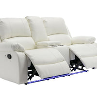 DAYTONA WHITE RECLINING SET - 3 PC. - SOFA, LOVESEAT & RECLINER w/Built-in cup holders, storage compartments & led lights / PRE-ORDER