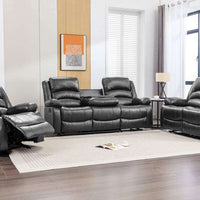 Dynamo2-Black 3PC Reclining Set, Sofa w/ drop down + 2 cupholders, Loveseat & Rocking Chair