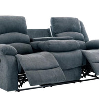 Dynamo2-CHARCOAL 3PC Reclining Set, Sofa w/ drop down + 2 cupholders, Loveseat & Rocking Chair / PRE-ORDER