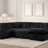 Forever Black/mocha Sectional With Pull-Out Bed Sectional w/Storage Chaise ** NEW ARRIVALS **