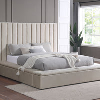 Modern upholstered, France Storage Velvet Platform Bed, Queen and King size, Blue