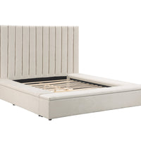 Modern upholstered, France Storage Velvet Platform Bed, Queen and King size, Gray