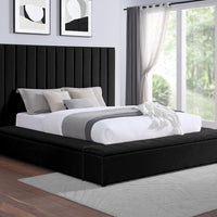 Modern upholstered, France Storage Velvet Platform Bed, Queen and King size, Blue