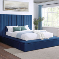 Modern upholstered, France Storage Velvet Platform Bed, Queen and King size, Gray