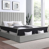 Modern upholstered, France Storage Velvet Platform Bed, Queen and King size, Black