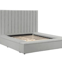 Modern upholstered, France Storage Velvet Platform Bed, Queen and King size, Blue