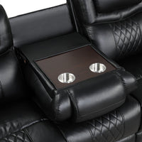 Galveston Black - 3PC OVERSIZED Reclining Set, Sofa with Drop Down Cupholders, Loveseat with Gliders and Console, Rocker and Swivel Recliner Chair