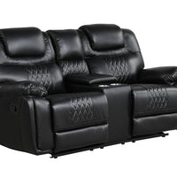 Galveston Black - 3PC OVERSIZED Reclining Set, Sofa with Drop Down Cupholders, Loveseat with Gliders and Console, Rocker and Swivel Recliner Chair
