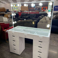 GLAM3- White Frameless Vanity Set White