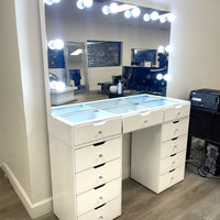 GLAM3- White Frameless Vanity Set White