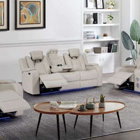 Galaxy Sand/Black - 3PC Power Reclining Set-POWER RECLINING POWER HEADREST -HIDDEN STORAGE IN EACH ARM-LED LIGHTS, BLUETOOTH SPEAKER